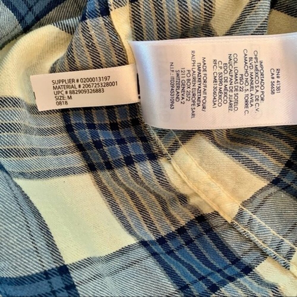 Chaps Pearl Snap Western Blue Plaid Button Down Flannel Shirt M - Picture 11 of 11